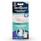 Sentipure® Windeleimer Gerüche filter - absorbiert schlechte Gerüche, gefährliche Ammoniakgase, Ultra saugfähig, Kompatibel mit gängigen Windeleimer: Levias, Rotho., Korbell - 3x Filter für 90 Tage