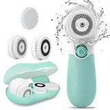 TOUCHBeauty 3 in 1 Elektrische Gesichtsreinigungsbürste, Wasserdichte Gesichtsbürste Gesichtsreiniger 360 ° Drehbar Gesichtsreiniger mit 3 Bürstenköpfen & Aufbewahrungsbox für alle Hauttypen