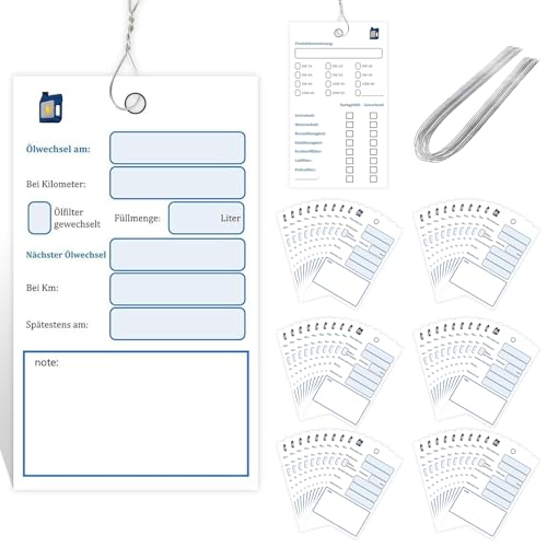 60 Stück Ölwechsel Anhänger Öl Schilder Mit Draht Ölwechselzettel Öl Anhänger Öl Service Anhänger Ölwechsel Schilder 6x10cm