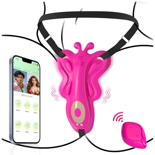 Butterfly Vibration für Frauen Klitoris, Strapon Sex Spielzeug für die Frau, Vibrator mit Fernbedienung APP, Sexspielzeug für Paare Extrem Sex Unterwäsche,YAWNSHE BDSM Auflegevibrator Vibratoren Leise