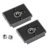 FAEFTY 2 Stück Schnellwechselplatte Quick Release Plate mit 1/4" bis 3/8" Schraube kompatibel mit Manfrotto 200PL