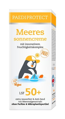 PAEDIPROTECT Meeressonnencreme Kinder Baby LSF 50+ 75 ml, Sonnencreme parfümfrei & wasserfest, Gesicht Körper Lichtschutzfaktor, Schutz vor UVA/UVB-Strahlung, vegan ohne Mikroplastik