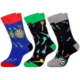 Jeasona 3 Paare Dart Socken Herren 43-46 Mit Dart Motiv Dart Geschenke für Männer Lustig Lustige Geschenke für Männer Dart Dart Zubehör Geschenke Geschenke für Dartspieler Personalisiert