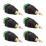 6X Klinken Stecker 3,5 mm Adapter > Terminal Block 2-Pin Schraub Klemmen Vergoldet