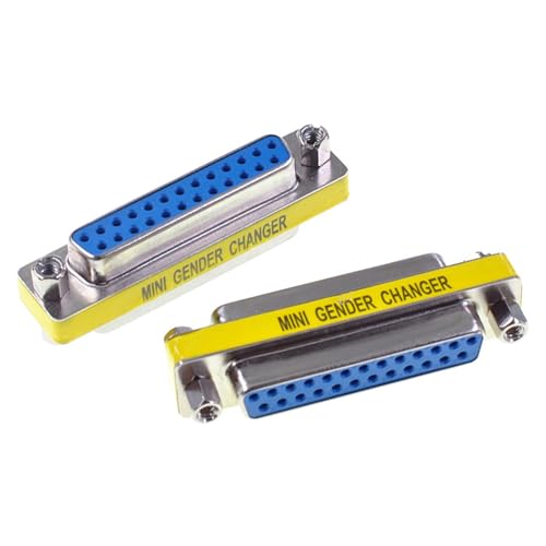 Oiyagai 2 Stück DB25 25-Pin Gender Changer D-SUB Kupplung für serielle und audiovisuelle Anwendungen (Buchse zu Buchse)