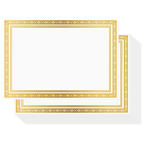 Belle Vous Urkundenpapier A4 Druckerpapier A4 Weiß (50er Pack) - Zertifikat Papier Drucker mit Gold Folie Rand - Drucker Papier für Mitarbeiter, Abschlusszeugnisse, Schulen, Diplome und Mehr