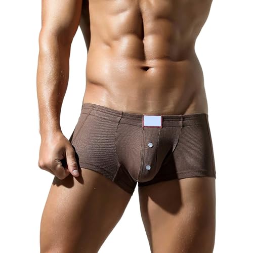 Low Rise Boxershorts Herren Sexy Elasthische Trunks Hipster Boxerbriefs Design Dessous Unterwäsche Stretch Atmungsaktive Unterhose Mit Eingriff Männergeschenke Knöpfen Unterhosen