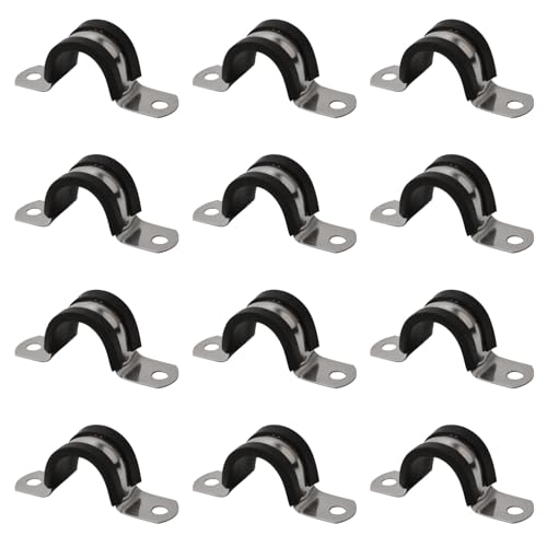 INCREWAY M40 U-Tube-Gurtklemme, 304 Edelstahl, U-Halterung, Rohrgurt-Clip-Verschluss mit Gummipolsterung für Schlauch, Kabel, 12 Stück