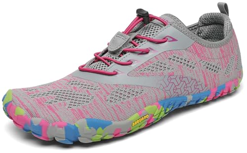 SAGUARO Barfußschuhe Damen Herren Zehenschuhe Traillaufschuhe Weich Bequem Barfussschuhe Fitnessschuhe Männer Frauen Trainingsschuhe für Joggen Laufen Wandern, Rouge Pink, 39 EU