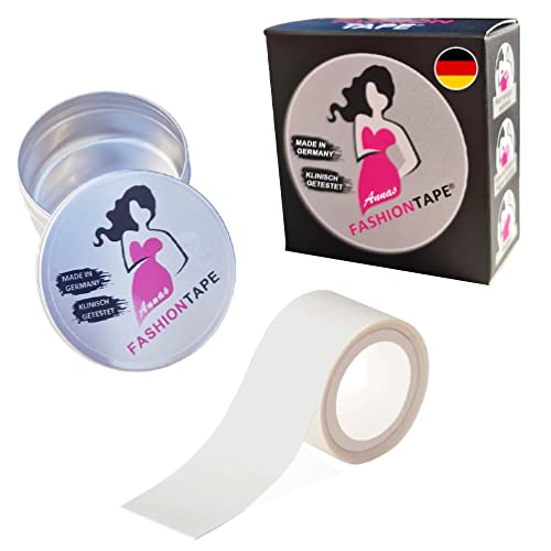 Annas FASHION TAPE® zum Probierpreis - Made in Germany - Klinisch getestet - Body Tape, Garment Tape, Körper-Haut-Klebeband, doppelseitig, transparent, Fixierband für den Körper 20mm x 1m