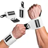 GORNATION Handgelenk-Bandagen, Power Wrist Wraps für Fitness, Gym, Calisthenics & Kraftsport, Handgelenk Support - 1 Paar, Weiß