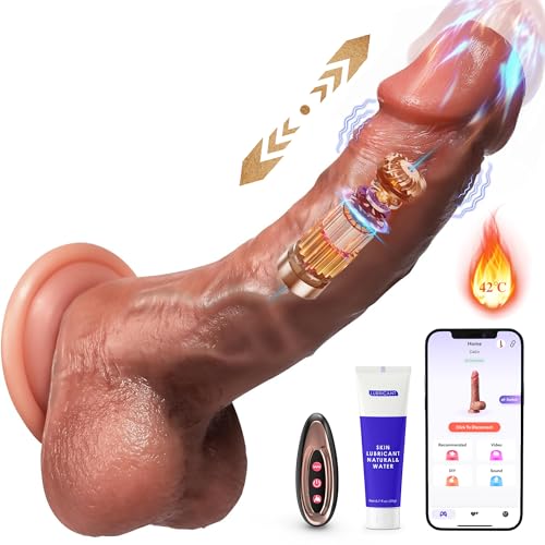 Dildo für Frauen mit App - Dildo Vibrator Vibration für Frauen mit 9 Stoßfunktions, 22cm XXL Penis Dildos Sex Spielzeug für die Frau, Flüssigsilikon Anal Vibratoren für Mann mit Starker Saugnapf