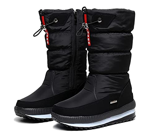 DYHQQ Winter-Schneestiefel für Damen,Bequeme Outdoor-Dicke Plüsch-wasserdichte, rutschfeste, pelzgefütterte Frosty-Schneestiefel,A,39