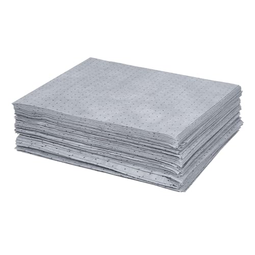 mosegor Ölabsorbierende Pads 100 Stück schwere ölabsorbierende Blätter, 50x40 cm Ölverschmutzungsmatte, Grau Ölabsorptionsblätter, Öl-Pads für Zuhause, Garage, Keller, Restaurant, Küche