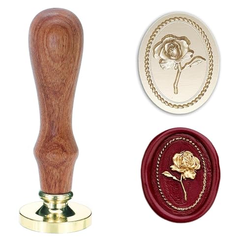 Wachs Siegel Stempel 3D-Prägung mit Messingkopf Holzgriff Vintage-Stil Siegelstempel Für Umschläge Hochzeitseinladungen Geschenkverpackungen DIY (Grand Rose Setzen)