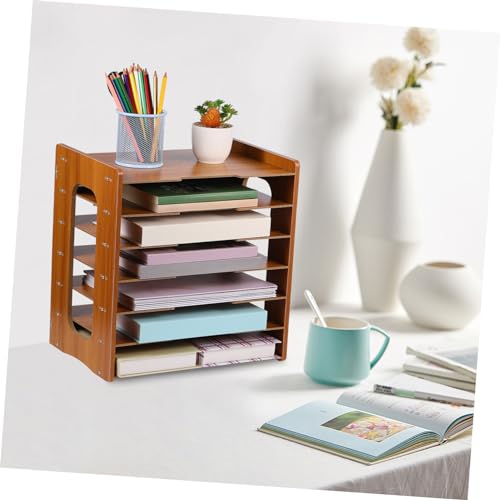 HOMFAMINI Papier Organizer Papierablage Organizer Büro Ablageablagen Schreibtisch Organizer Holz Stapelbare Papierablage Schreibtisch Dokumentenhalter Briefablagen Und Stapelstützen