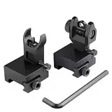 Feyachi S09 Flip Up Visiere Klappbare vordere und hintere Eisenseiten BUIS Visiere, Backup-Visierset Airsoft-Zubehör für Picatinny-Schiene auf