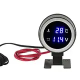 Digitale Wassertemperaturanzeige, Akozon DC 9V-36V Runden Blaue Hintergrundbeleuchtung Voltmeter Digitale Wassertemperaturanzeige Für Auto Motorrad ATV