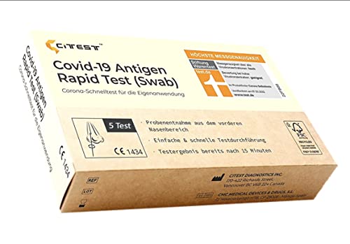 CITEST Corona Schnelltest für Zuhause, 5er Pack, Covid-19 Antigen Rapid Test Swab Selbsttest