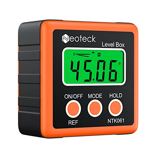 Neoteck Digitaler LCD Winkelmesser Neigungsmesser Inklinometer Wasserdicht Bevel Box Winkelmessgerät Wasserwaage - Orange