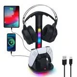 Tolesum Game Controller Halter/Headset Ständer mit Ladestation für PS5 DualSense Controller, Kopfhörer Halter Gaming Zubehör mit 2 USB Anschlüss für Playstation 5 DualSense Edge Controller Ladegeräts