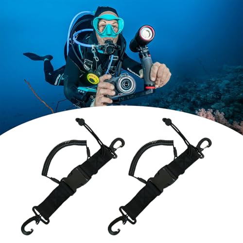 Spiralkabel Tauchen Kamera,2pcs Tauchen Zubehör mit Karabiner,Spiralkabel mit Karabiner Tauchen,Tauchen Ausrüstung Mit Clips Schnellverschluss,für Tauchen Schnorcheln Klettern,Unterwasserkamera