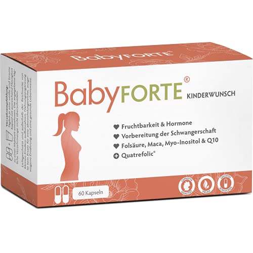 BabyFORTE Kinderwunsch Tabletten | vegan | Folsäure 800 μg, Quatrefolic, Maca, Inositol, Jod | 60 Kapseln | Schwangerschaftsvitamine