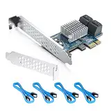 PCIe SATA Card Erweiterungskarte, 4 Port with 4 SATA Cables and Low Profile Bracket, 6Gbps SATA3.0 Controller PCI Express Expansion Card, Support SSD and HDD