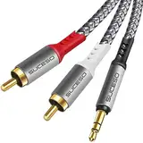 SUCESO Cinch auf Klinke Kabel 3,5mm Klinke auf 2 Chinch RCA Stecker 3.5mm Stereo Chinch Audio Kabel für HiFi-Systeme Lautsprecher MP3-Player TV PC Handy Heimkino Tablet Verstärker Soundbar usw - 2m