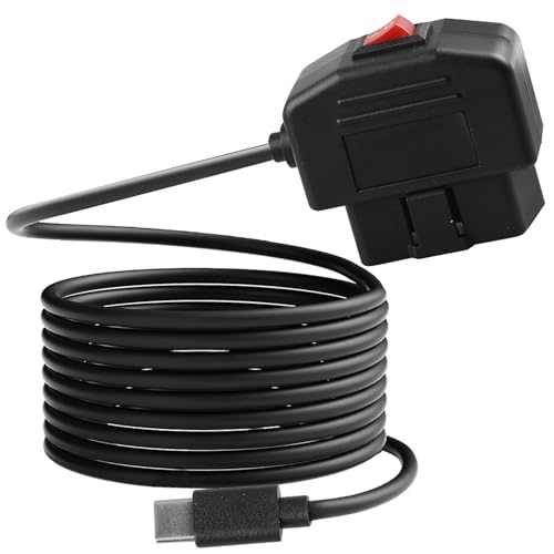 BAIFULAI OBD Stromkabel, OBD Stromkabel für Dash Kamera Typ C, OBD2 Stromkabel Adapter Hardwire Ladegerät Kabel mit Schalter Button 24-Stunden Überwachung für Dash Kamera GPS DVR - 3.5M