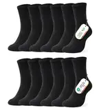 FALARY Socken Herren 43-46 Schwarz Damen Tennissocken 6 Paar Sportsocken Herrensocken Laufsocken Sport Socks Crew-Socken Atmungsaktive Baumwolle Wandersocken