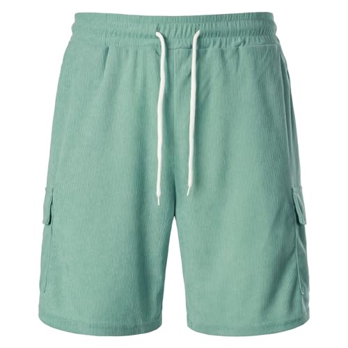 Herren-Shorts Männer Hosen Modische Casual Shorts Einfarbig Fünf-Punkt-Tasche Casual Shorts Schnell Trocknend Bequem Atmungsaktiv (Green, XL)