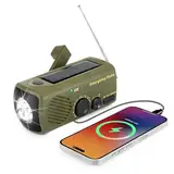 URPRO Notfallfunk, tragbares Handkurbelradio mit AM/FM, 1200 mAh wiederaufladbare Powerbank, SOS-Alarm, LED-Taschenlampen-Dynamo-Radio, USB-Handyladegerät für Outdoor-Camping und Wandern