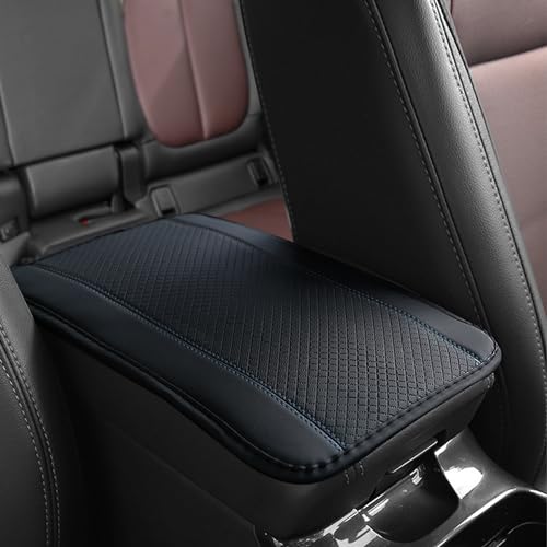 deemars Auto Mittelkonsole Abdeckung, 12,6 X 7,48 Zoll PU Leder Auto Mittelkonsole Pad, Wasserdichte Auto Armlehne Storage Box Matte, Innenausstattung Zubehör Universal für die Auto (Schwarz Blau)