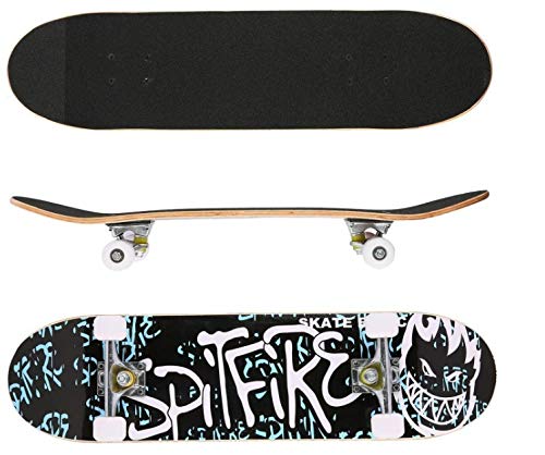 Skateboard Komplette Cruiser Skateboard für Kinder Jugendliche Erwachsene,7-Lagiger Kanadischer Ahorn Double Kick Deck Concave mit All-in-one Skate T-Tool für Anfänger (79.5 * 20 * 13CM)