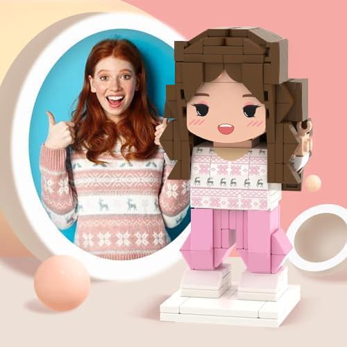 Smile lab Personalisierte Figuren aus Bausteine, Ganzkörper 1 Person Kleines Teilchen Bausteine mit Foto Einzigartig Weihnachten Geburtstag Geschenke für Frauen, Männer