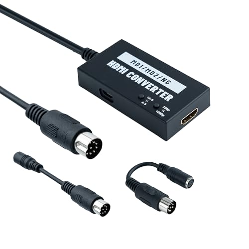 Mcbazel Nahtloser Mega Drive/NEOGEO HDMI-Adapter für HDTV, Multifunktions-Videokonverter 4:3/16:9, 720P/1080P für Mega Drive 1/Mega Drive 2/NEOGEO