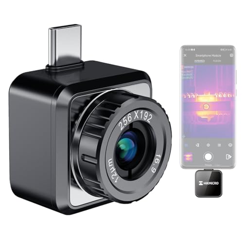 HIKMICRO Mini2Plus Wärmebildkamera Android, 256 x 192 IR-Auflösung, 25 Hz Bildfrequenz, Manueller Fokussierung, Infrarot-Thermokamera 49.152 Pixel, -20°C bis 350°C, USB-C