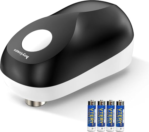 elektrischer dosenöffner hoyiours dosenöffner elektrisch ohne scharfe kanten und automatischer Abschaltung, 360° Drehung electric can opener für senioren mit 4 AA Batterien Schwarz