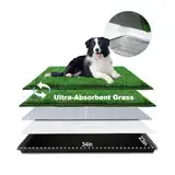 HQ4US 4LEGS Hundegrasunterlage mit Tablett, groß, 86,4 x 58,4 cm, Hundetöpfchen mit ultra-saugfähigem Kunstrasen für Hunde mit gesäumtem Rand, Urinierpads für Hunde, realistisch, geruchsfrei