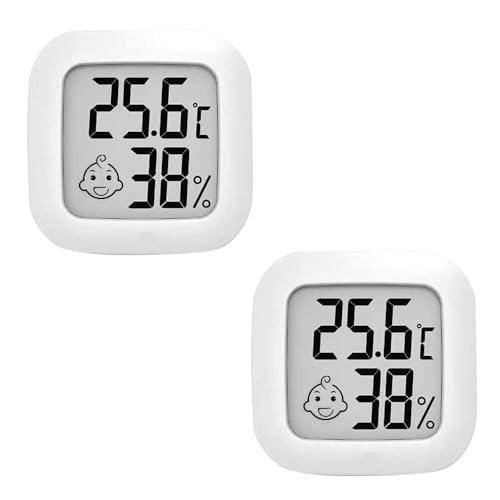 OPPERD Mini Thermo-Hygrometer Thermometer, Digitales Zimmerthermometer, Indoor-Thermo-Hygrometer, Schlafzimmer, Mit Temperatur- und Feuchtigkeitsüberwachung-gelten Babyzimmer, Keller, Autos - 2er Set