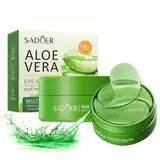 60 Stück Aloe Vera Augenpads gegen Augenringe, Hyaluronsäure-Augenpflaster gegen Augenringe, Falten, Schwellungen und Tränensäcke