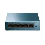 TP-Link LS105G 5-Ports Gigabit Netzwerk Switch (5 RJ-45 Lan Ports, robustes Metallgehäuse, 802.1P/DSCP QoS, Plug-and-Play, lüfterlos) blau metallic