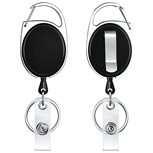 Redamancy Einziehbarer Schlüsselanhänger, 2 Stück Schlüsselring Retractable Badge Reel, Schlüsselband ausziehbar, Karabiner und Gürtelclip, für ID Badge Holder, Kartenhalter, Schlüsselkarten