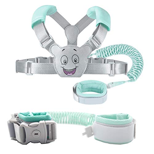 Laufgurt für Kleinkinder, Kinder-Laufgeschirr, 3-in-1-Set, Sicherheits- Handgelenkmanschette mit Schloss + Rucksack + 1,5 m Gummigurt