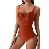 Badeanzug Damen Bauchweg Einteiliger Strandmode Hoch Taillierte Monokini Badeanzüge für Frauen Bademode Swimsuit Slim Fit