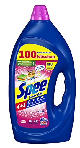 Spee Aktiv Gel Color 4 + 1 Waschmittel (100 Waschladungen), Flüssigwaschmittel mit 4 + 1 Formel vereint Reinheit, Strahlkraft, Frische & Nachhaltigkeit, 20° - 60° C