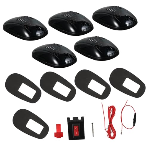 Beatifufu 5 Stk Dach Licht Kabinenmarkierungsleuchtenabdeckung laufende Lichter LKW-Dachmarkierungsleuchten Taxi energiespar schneema -Dachlampen auto beleuchtung gerät PVC Black