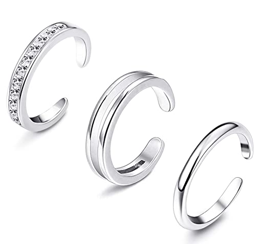 Milacolato Zehenring Silber 925 Damen Ringe Set Silberringe Damen 925 Für Damen Hypoallergen Verstellbarer Offene Manschette Zehenring Zirkonia Ring Frauen Fußschmuck