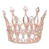 Tortendeko Geburtstag,Krone Dekoration Strass Kuchen Topper für Hochzeit Strass Tiara Prinzessin Haarschmuck für Babyparty Krone Tortenaufsatz Kuchendekoration Stirnband für Kinder Mädchen,Rose Gold